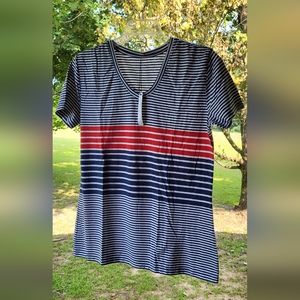 COLE DANIEL  Navy / Red stripe shirt 👕 size Large